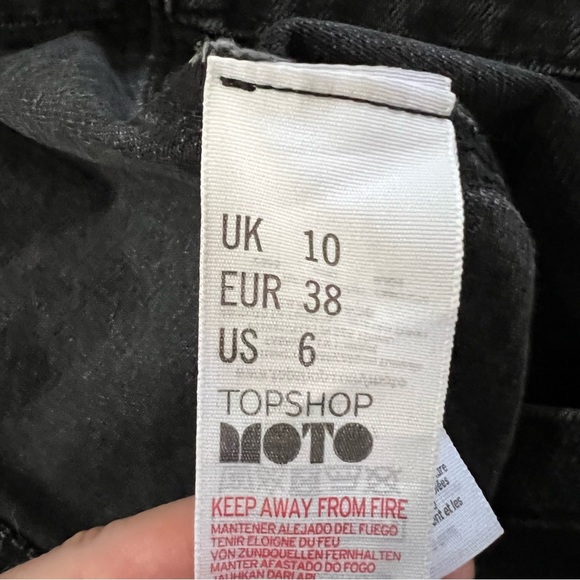 Topshop Nordstrom Moto Skirt Black Grey Gray Buttons Denim Chambray - Picture 3 of 3